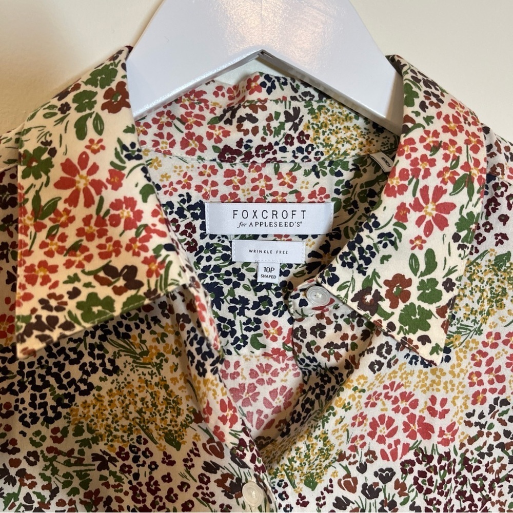 Foxcroft For Appleseeds Wrinkle Free Shirt Floral Womens 10P Button Down Collard - Picture 3 of 5